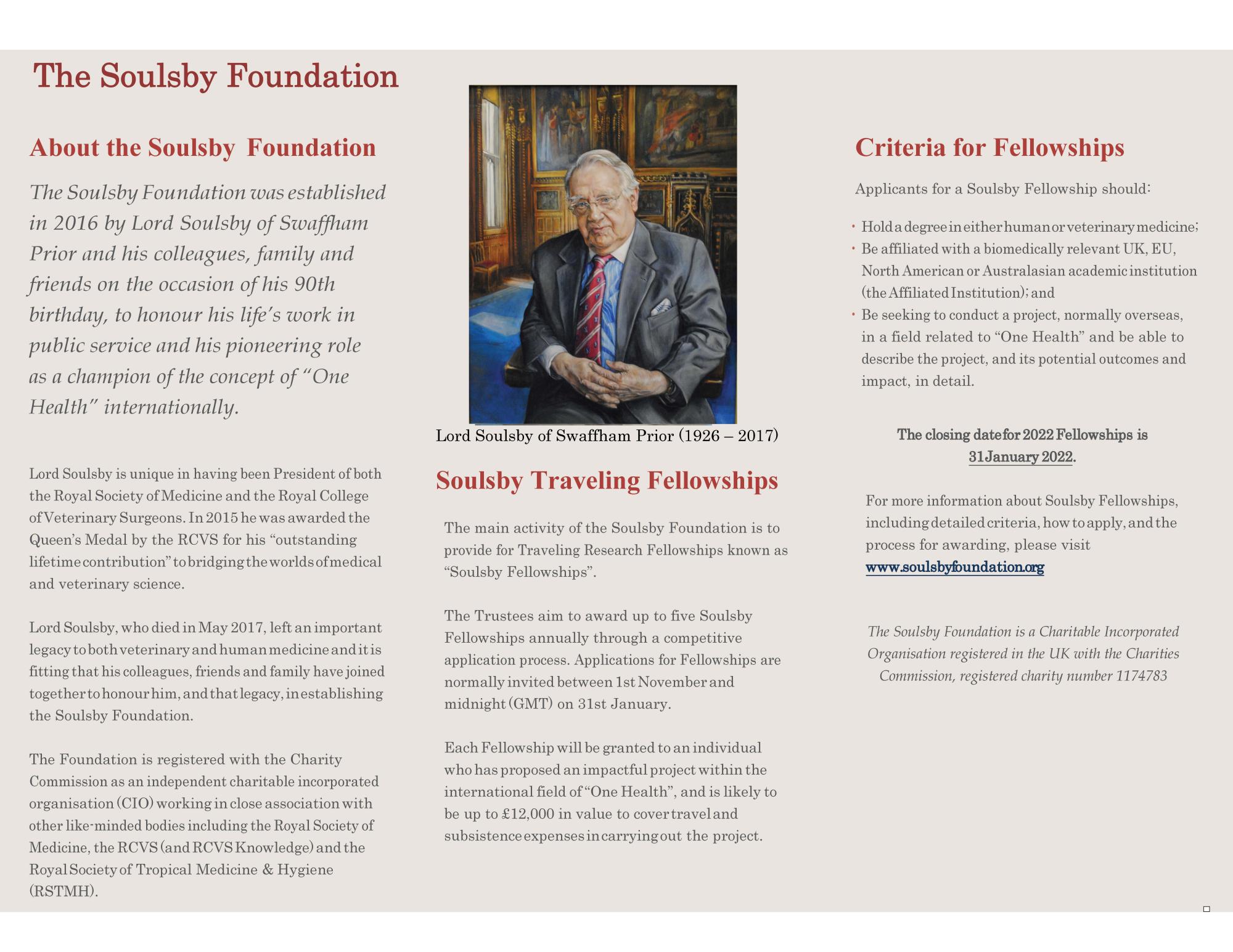 2022 Soulsby Travelling Fellowships in One Health