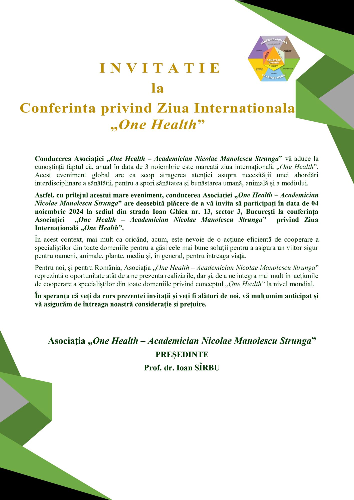 Conferinta privind Ziua Internationala „One Health” [One Health Day Conference in Romania]