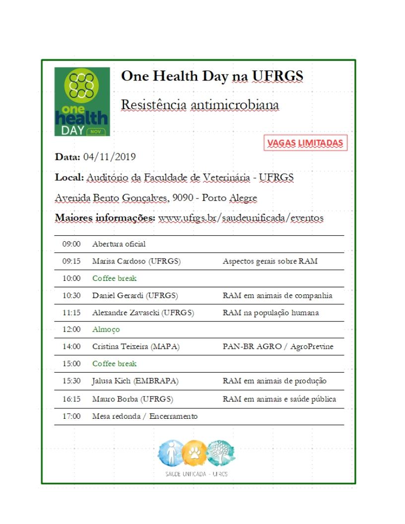 One Health Day at UFRGS: discussion about antimicrobial resistance