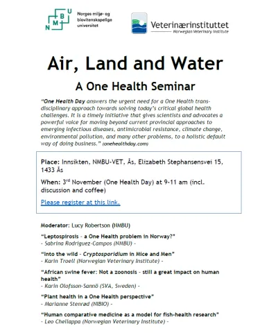 Air, Land and Water:  A One Health Seminar